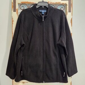 Karen Scott Sport Woman Black Fleece Full Zip Jacket Mock Neck Plus Size 2X
